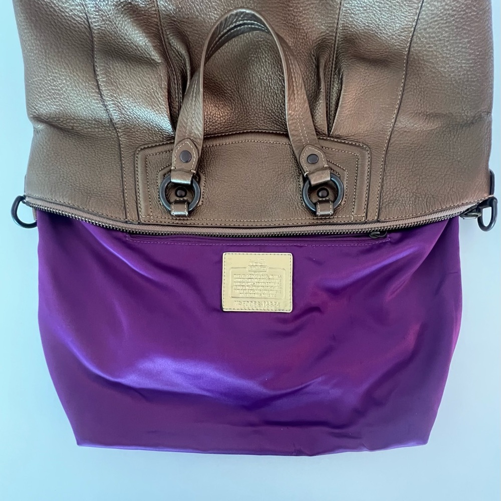 LIKE NEW Coach Madison Clair Metallic Bronze Pebbled Leather Satchel Bag 👜 - Picture 14 of 15